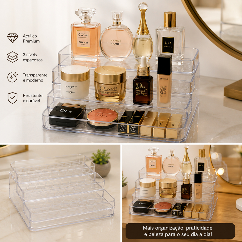 Organizador Expositor Acrílico Multinível Para Perfumes, Cosméticos, Maquiagem Luxo — imagem 2 de 2