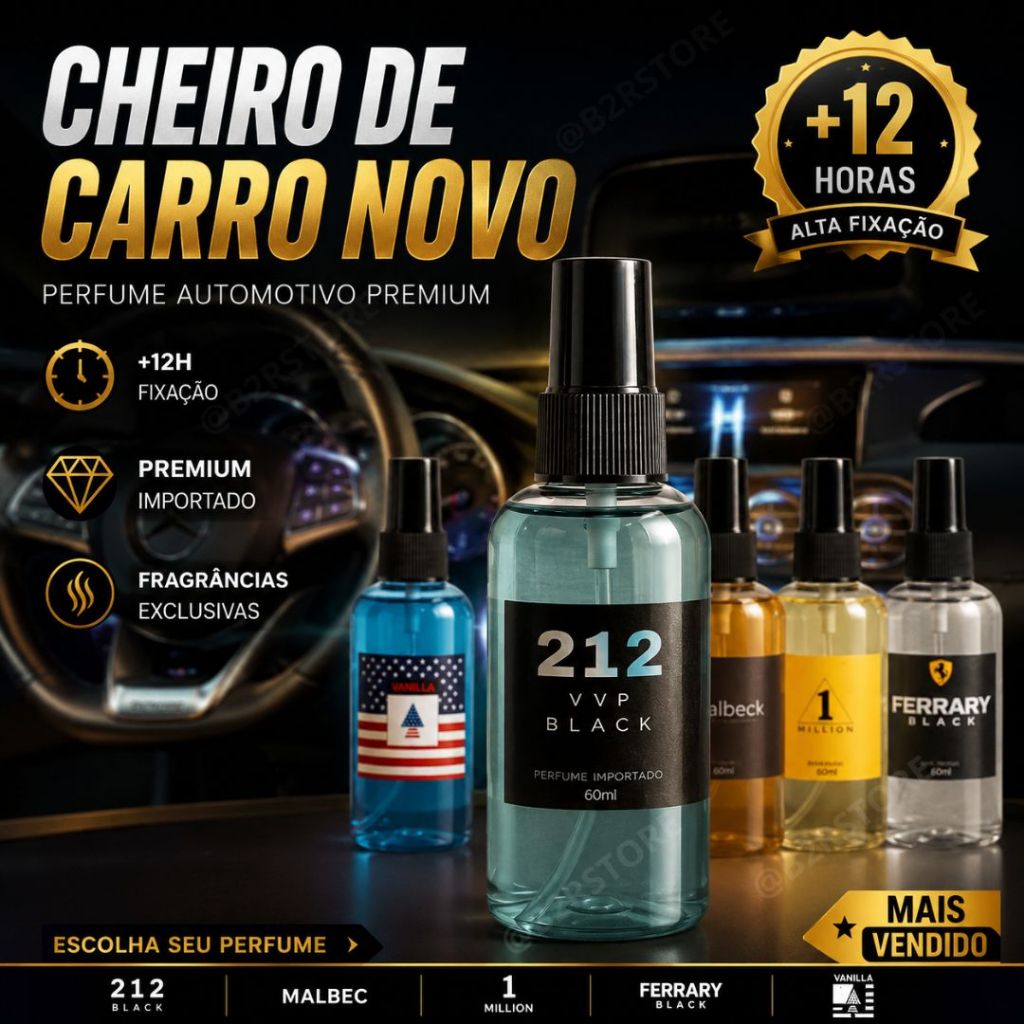 Kit 5 Cheirinho de Carro Spray Aromatizador de Carro Aromatizador de Ambiente Luxo Alta Fixação 60ML