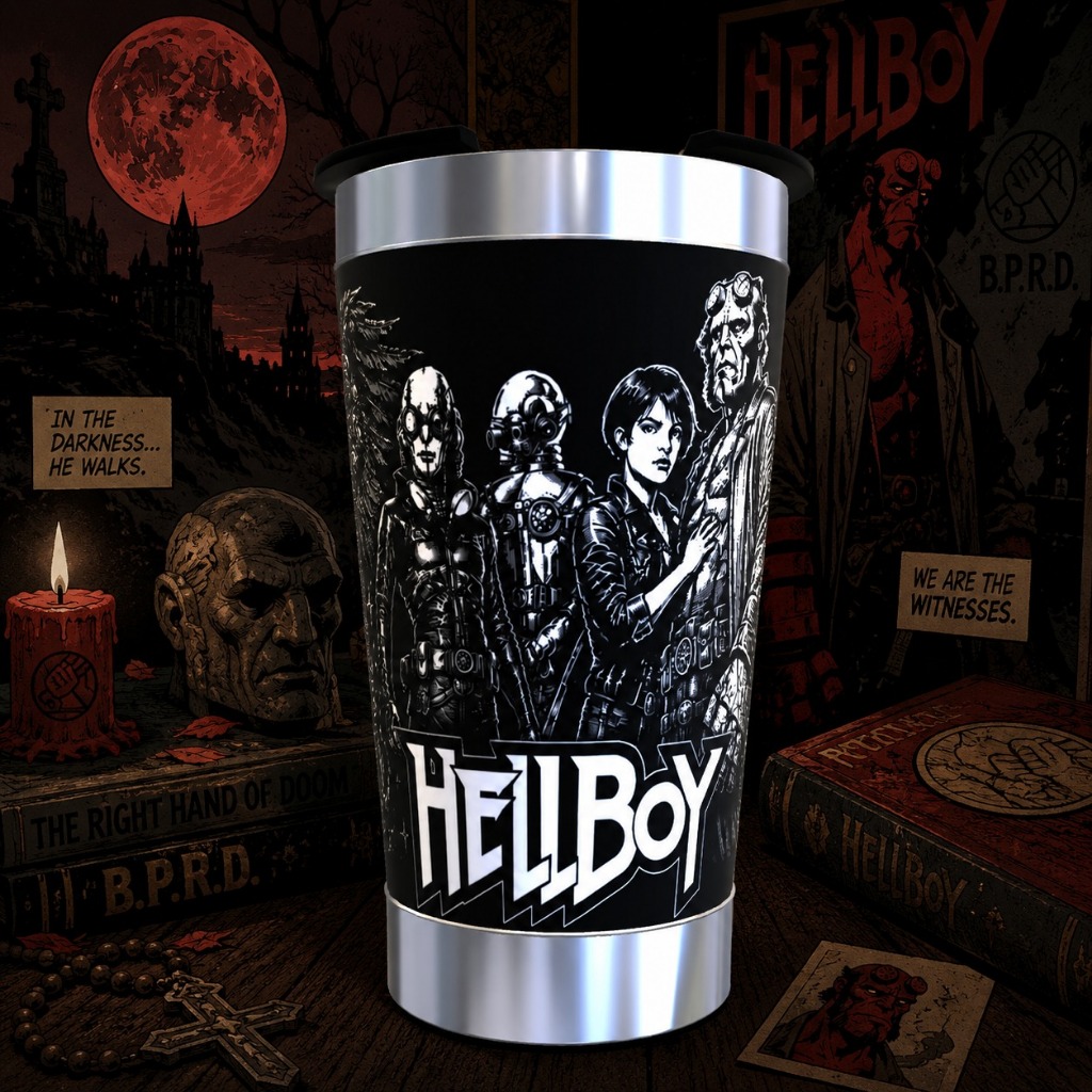 Copo Térmico Hellboy e o Exército Dourado 473ml+ Abridor Gravado a Laser