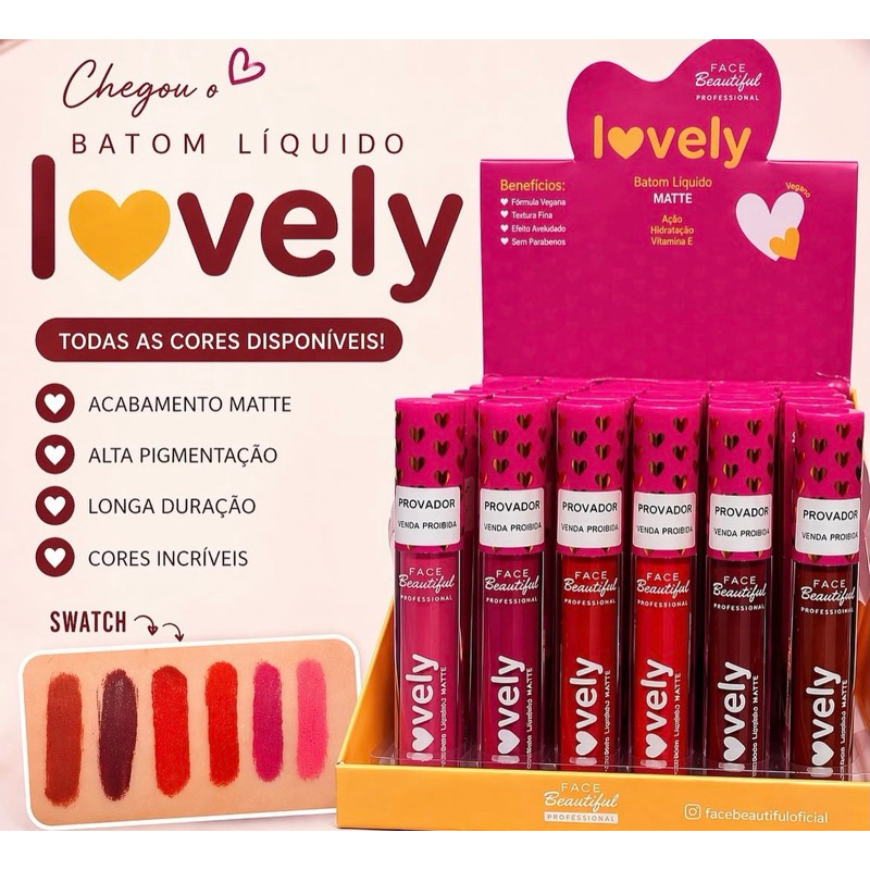 Batom Líquido Matte Lovely Face beautiful Longa duração