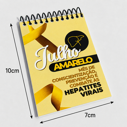 10/20/30 Bloquinho Campanha JULHO AMARELO HEPATITES VIRAIS 10x7 Brinde, Empresa, Evento, Saúde