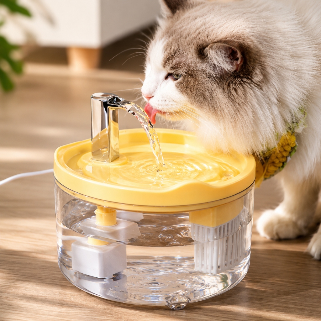 Fonte Para Gatos e Cães 1,5L Automática Bebedouro Purificador Circulação de Água Bivolt Com Filtro
