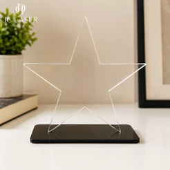 Troféu Estrela Acrílico Cristal 2mm c/ Base Inclusa 10x12cm Kits Premiação Escolas Empresas Eventos