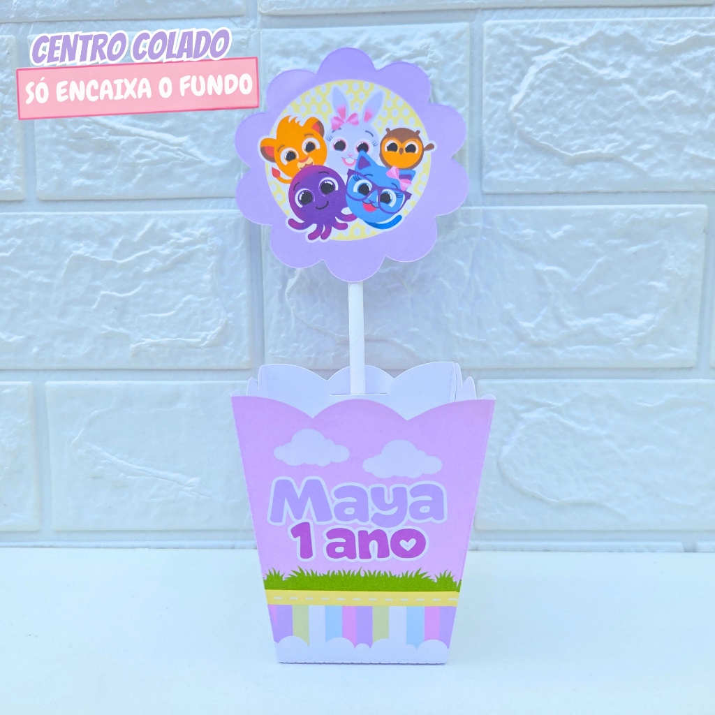 Cachepô Centro de Mesa Bolofofos Menina | Personalizado | Lembrancinha de Festa | Aniversário