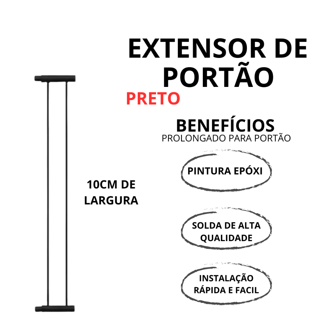 Extensor Prolongador 10 cm Para Portão Grade Criança e Pet!!