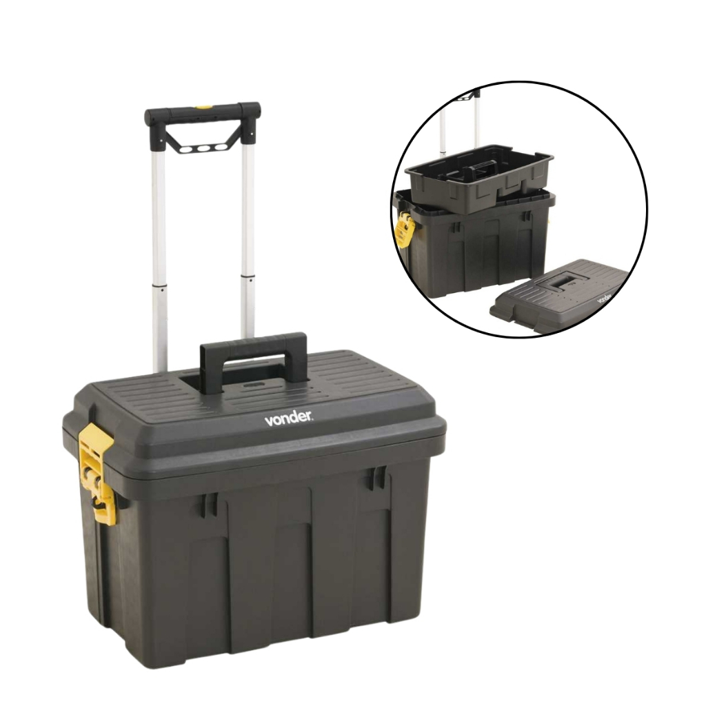 Caixa Plástica para Ferramentas 40Kg com Rodas CRV0200 Vonder Organizador Multiuso