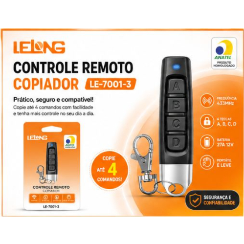 Controle de Portão Eletrônico universal fixed code remote Slim 433MHz 4 em 1 ncb-9004