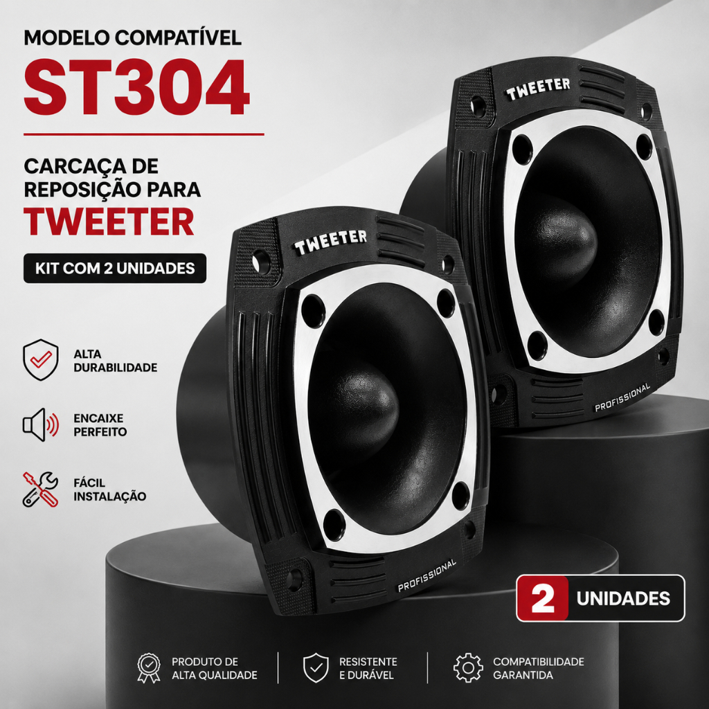 Kit 2 Carcaça De Reposição Para Frente Super Tweeter St304 Som Automotivo