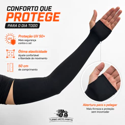 Par Manguito Unissex Proteção Solar UV50+ Motoboy / Motorista / Esportes
