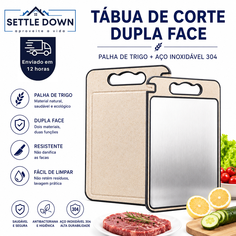 Tábua De Corte Antibacteriana 304 Aço Inoxidável - Aço Inox de Grau Alimentício para Cozinha e Jantar