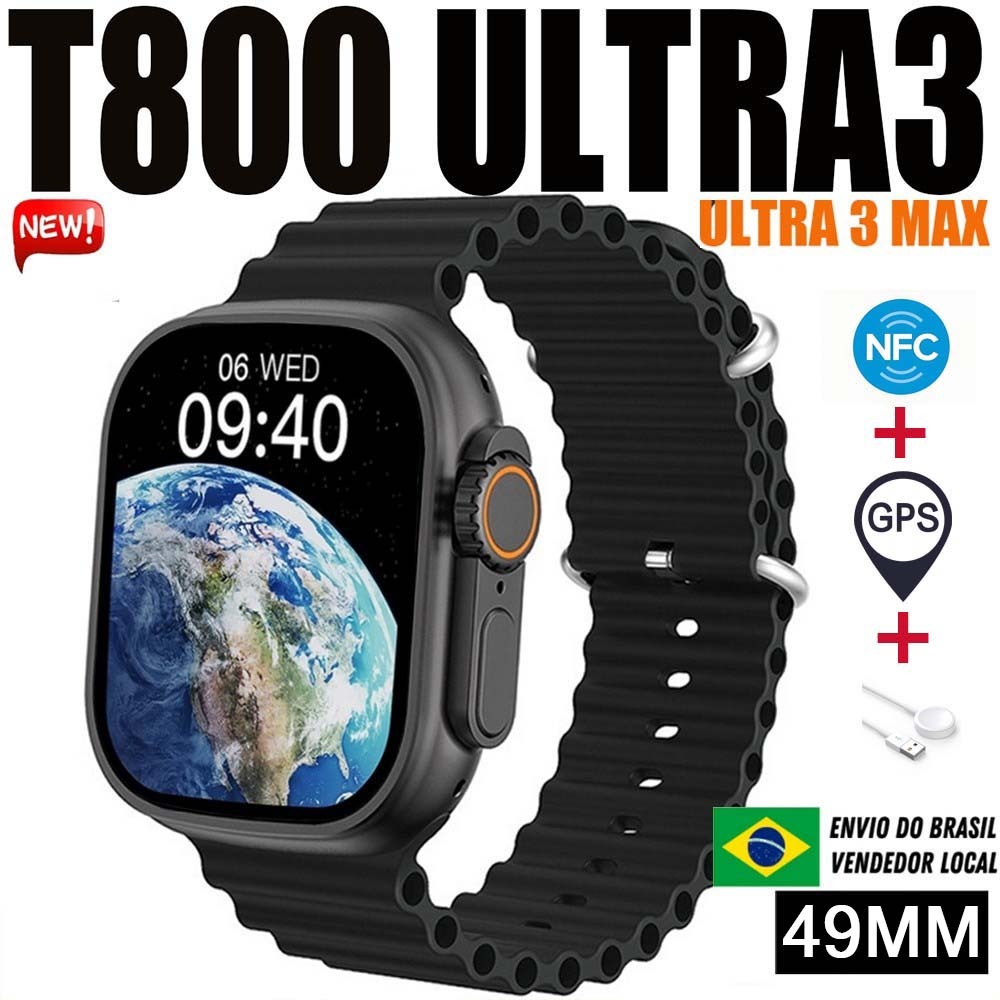 relogio Smartwatch masculino feminino watch T800 X10 Ultra 3 MAX Chamada Bluetooth NFC/GPS/IP68 à Prova de água Sem Fio
