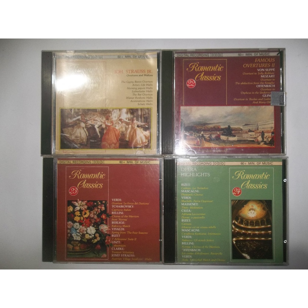 cd romantic classics vols 21, 22, 23 e 24 strauss verdi bizet e outros música clássica col digital recording ddd