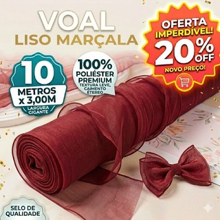 Tecido Voal Marsala 10 Metros x 3,00m Largura - 100% Poliéster Premium para Cortinas e Festas (20% OFF)