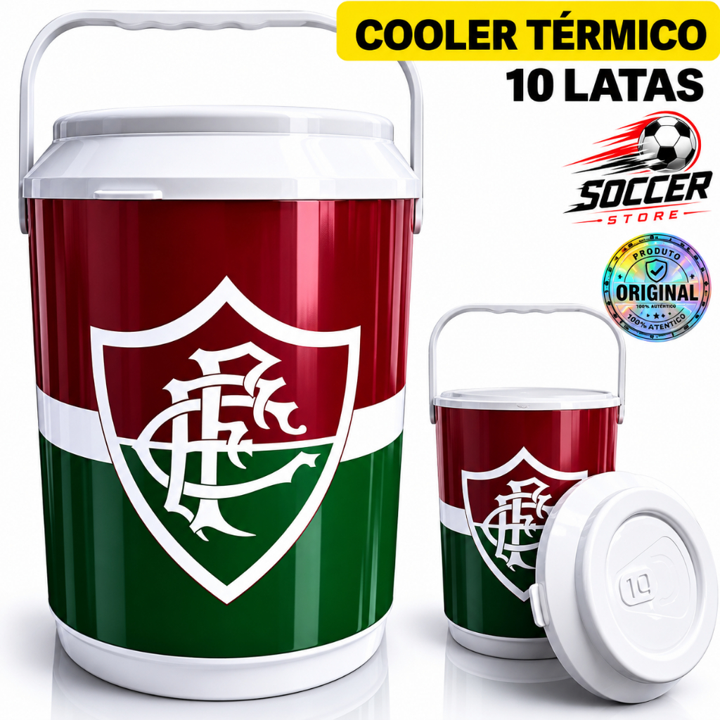 Cooler Térmico Fluminense Oficial 6L Porta 10 Latas Cerveja Bebida Gelada Original Presente Time