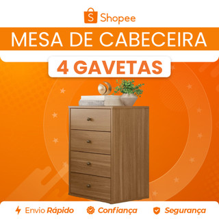 Mesa de Cabeceira Presence 4 Gavetas Com Rodízios Demóbile