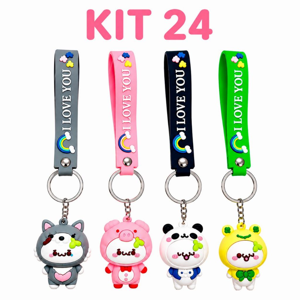 Kit 4 a 24 Chaveiro Boneca Fofa Pingente para Mochila Bolsa Estojo Kawaii