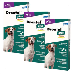 Kit 3 Vermífugo Elanco Drontal Plus Sabor Carne Cães 10 Kg - 4 Comprimidos
