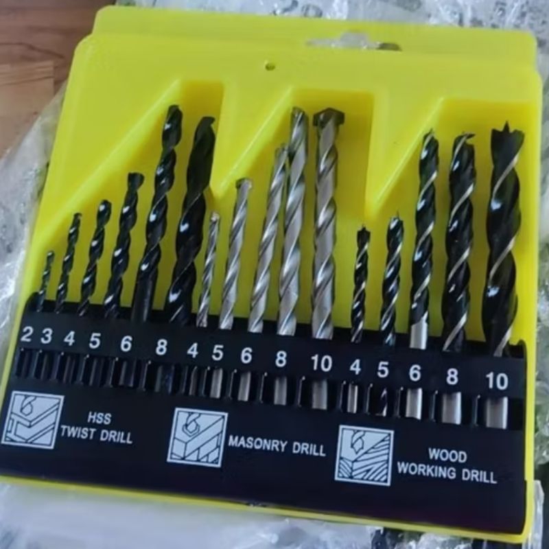 Jogo Kit De Brocas 16 Pecas Madeira Ferro Concreto Para Furadeira Parafusadeira  14909