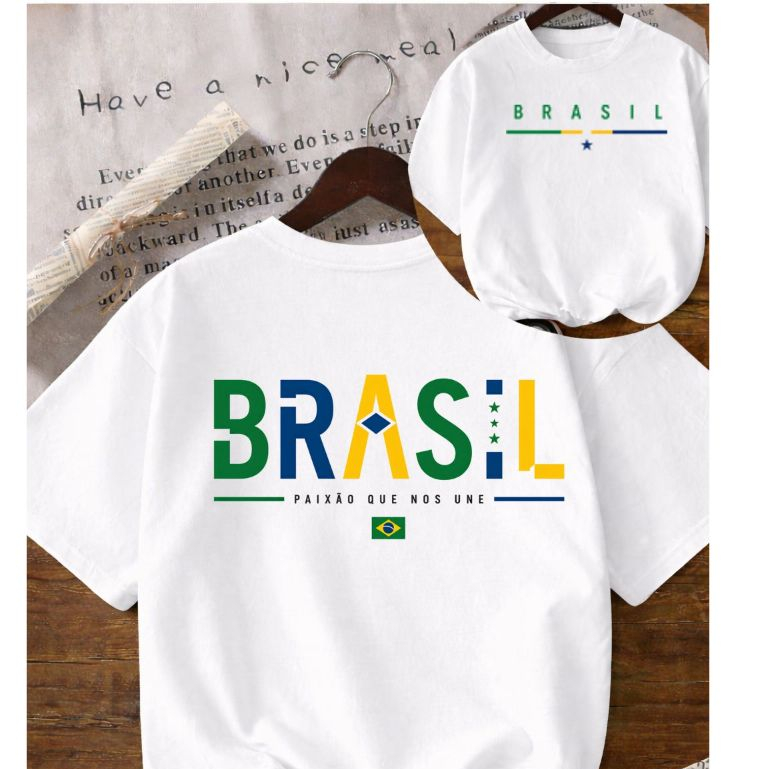 Camiseta Camisa Feminina 100%Algodão roupa blusa estilosa Copa do Brasil Bandeira Mulher Brasileira