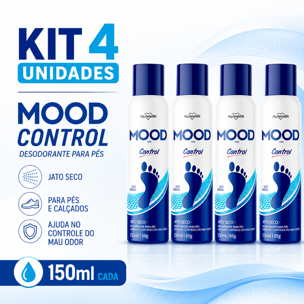 Kit 4 Desodorante Pes Masculino Mood 150ml Jato Seco Antiodor Frescor Duradouro
