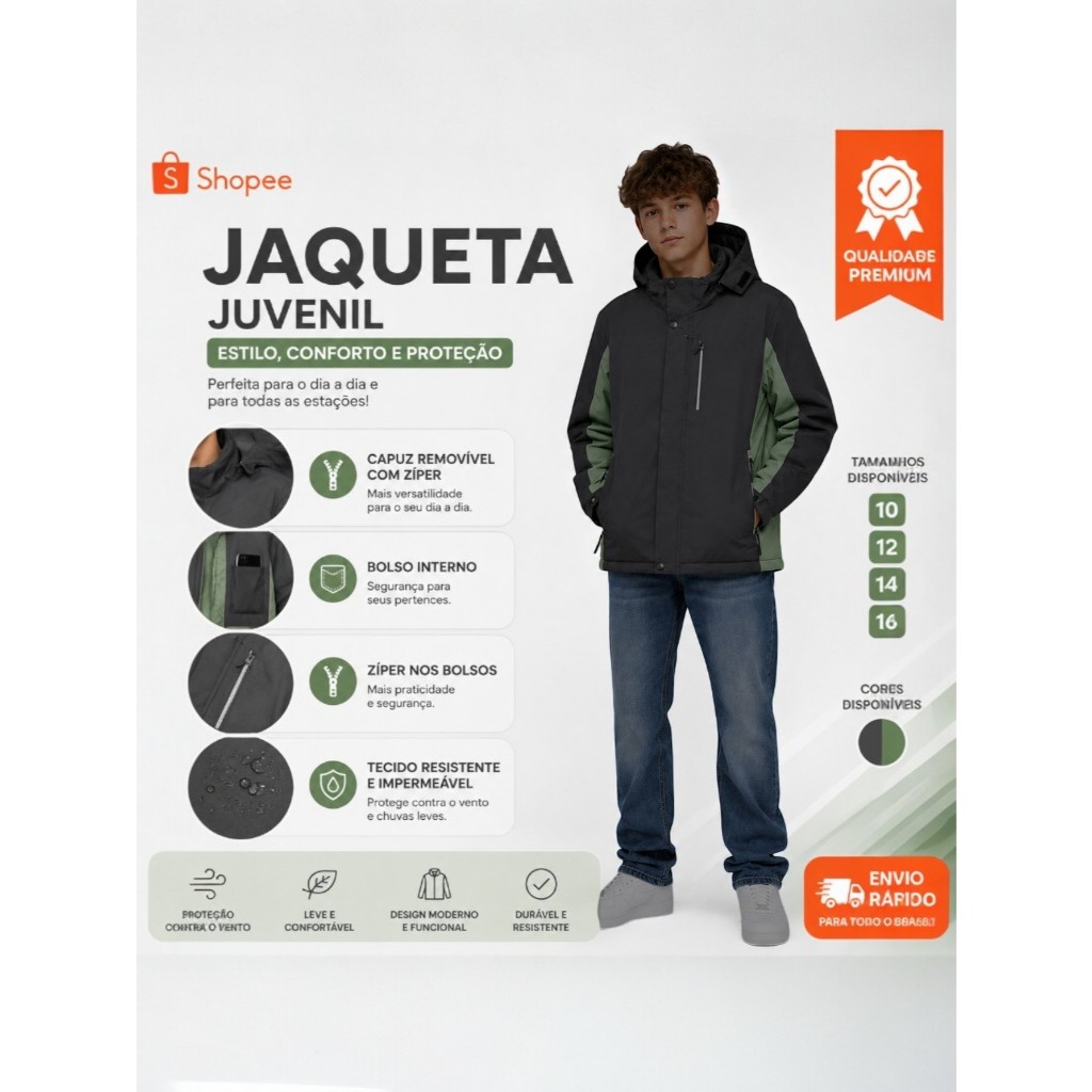 Jaqueta Bobojaco Infantil Masculina Forrada Casaco Inverno Juvenil Impermeável Com Capuz Moda Confortável