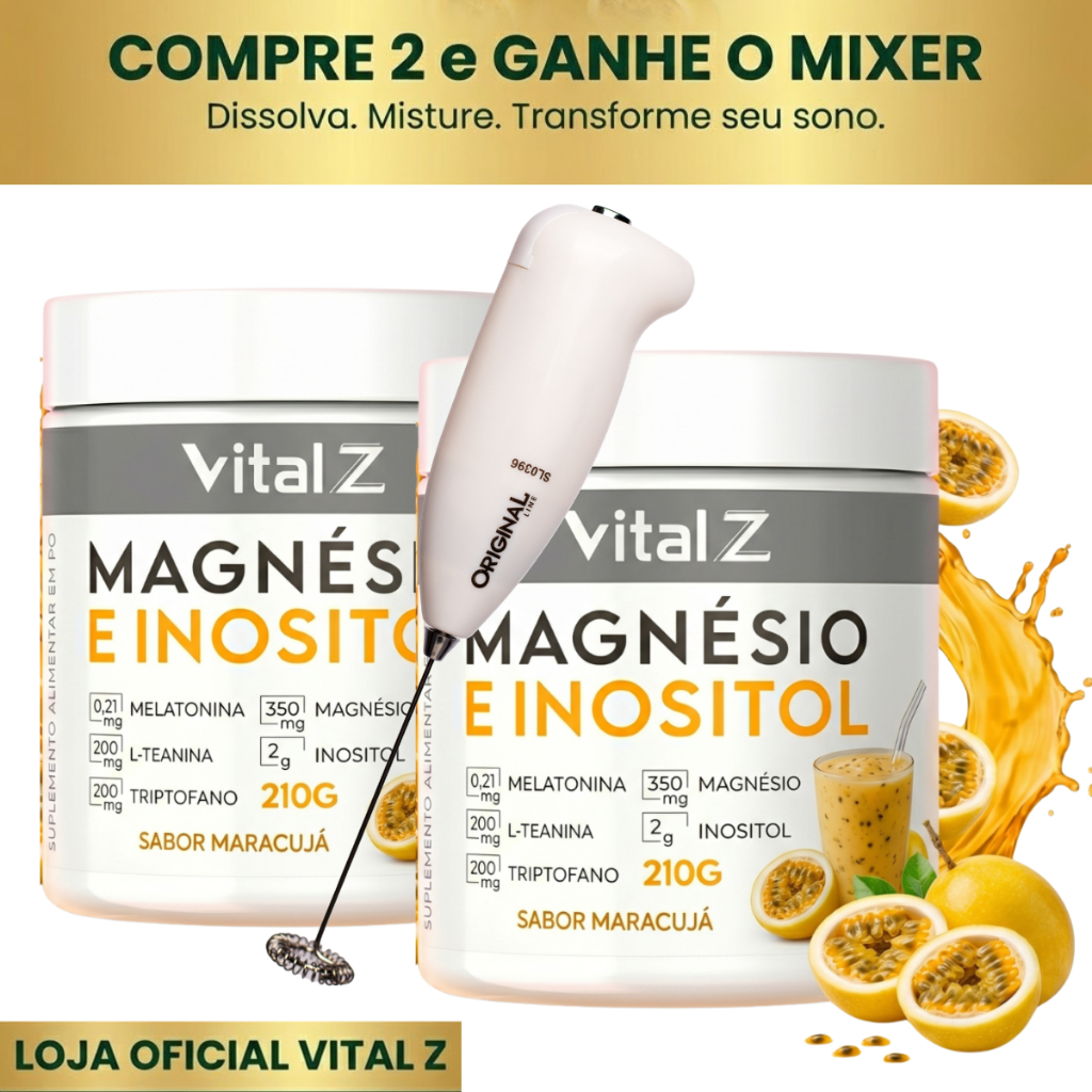 Kit 2 Magnésio Inositol e Melatonia Maracujá  + Brinde MIXER