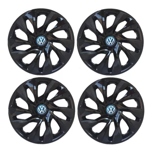 Jogo Calota DS4 VW  Preto Brilhante Santana Saveiro Spacecross Golf Polo Up Virtus