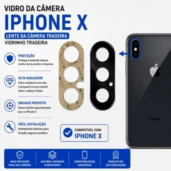 Lente de Vidro da Camera Traseira iPhone X 10 + Cola