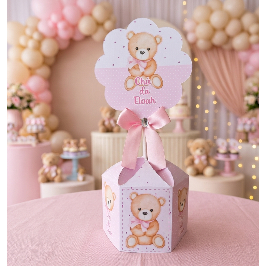 Centro de Mesa Personalizado Ursinha Chá de bebê / Lembrancinha Ursinha / Ursinha Princesa / Realeza