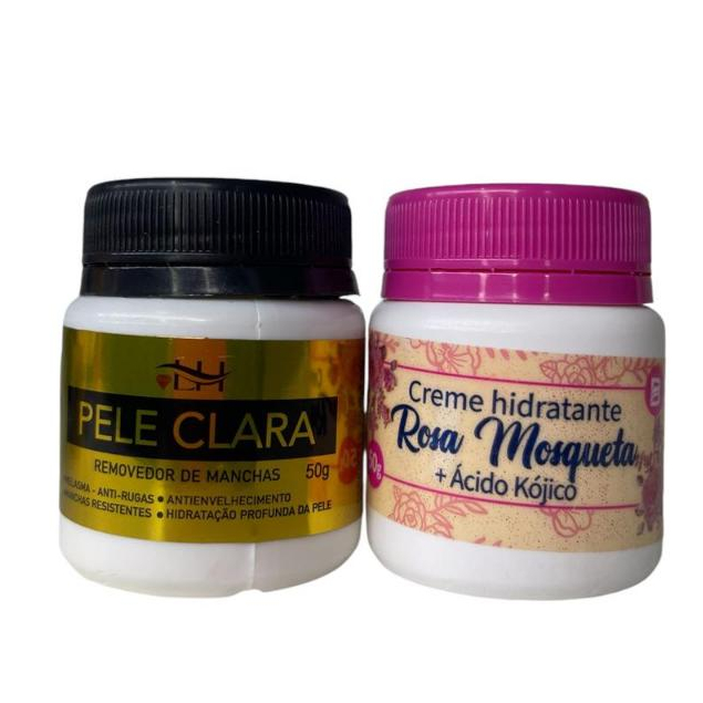 Kit com Creme Pele Clara Removedor de Manchas e Creme Rosa Mosqueta 2 Un. Baruc e Liss Hair