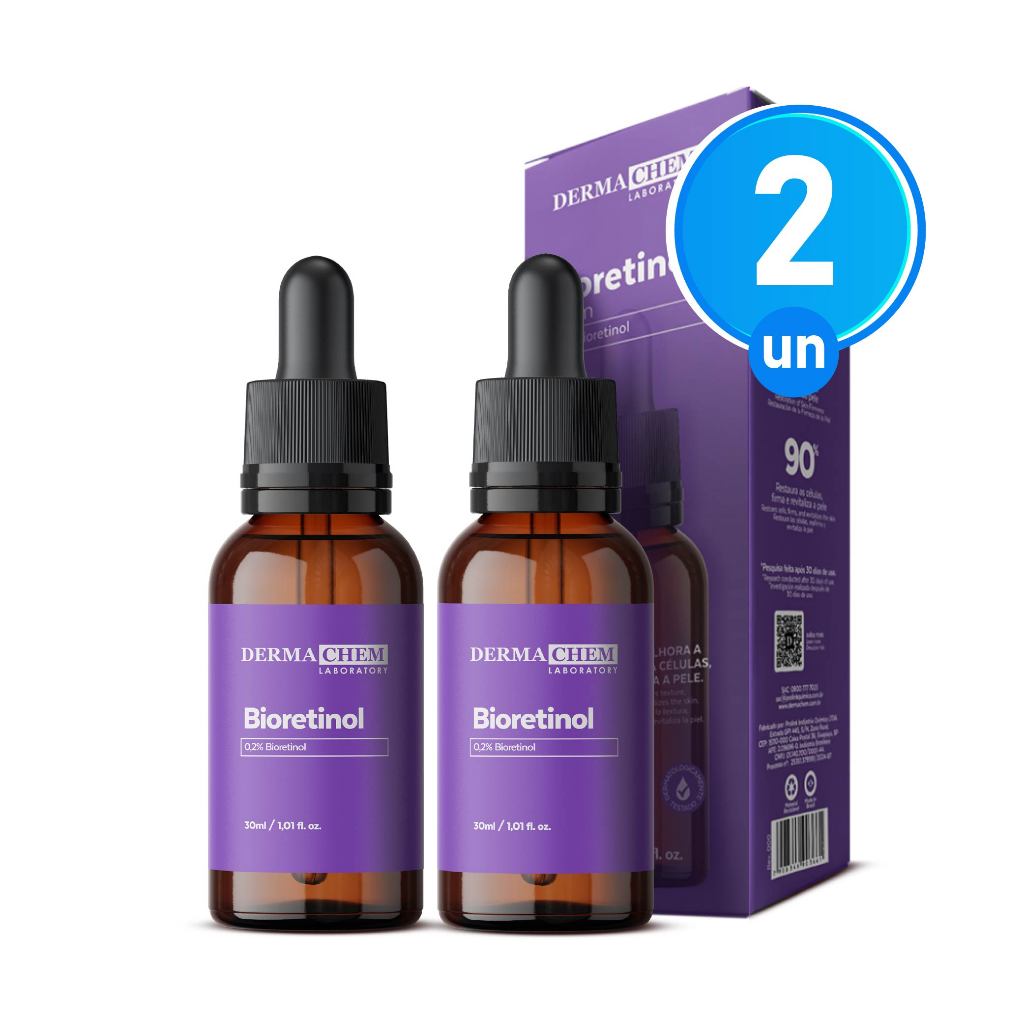 Kit 2 Sérum Anti Rugas Profundas Bioretinol 30ml Restaura e Firma a Pele Dermachem