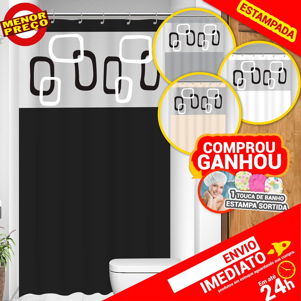 Cortina Box com Visor Ibiza Para Banheiro Anti Mofo Resistente Alta Qualidade 100% PVC Várias Cores