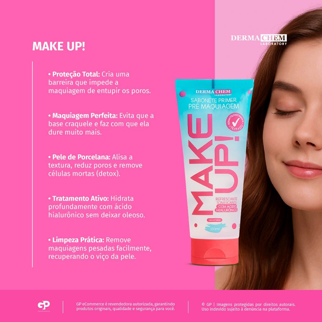 Kit 3 Primer Make Up 100ml Sabonete Facial Dermachem — imagem 2 de 2