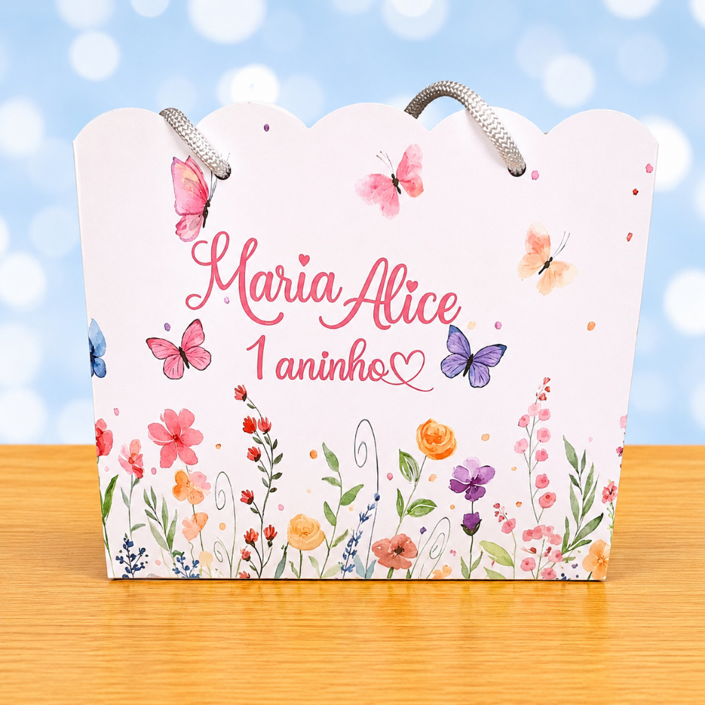 KIT 10 A 40 SACOLINHAS TEMA BORBOLETAS PERSONALIZADO ANIVERSARIO INFANTIL LEMBRANCINHA | PEGUE E MONTE
