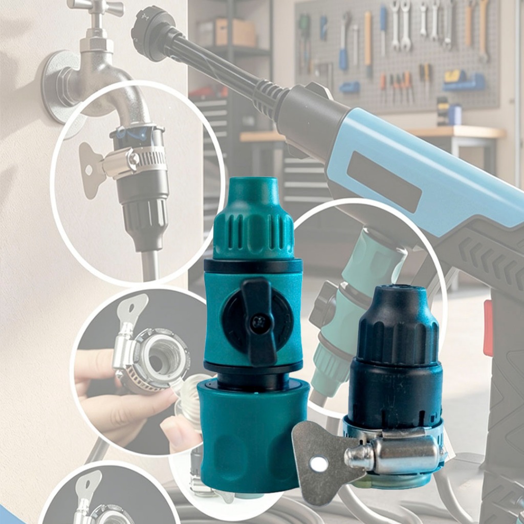 Válvula p/ Pistola de Limpeza - Engate Rápido 3/8 c/ AdaptadorVálvula de Pressão c/ Vedação Dupla p/ Lavadora Portátil