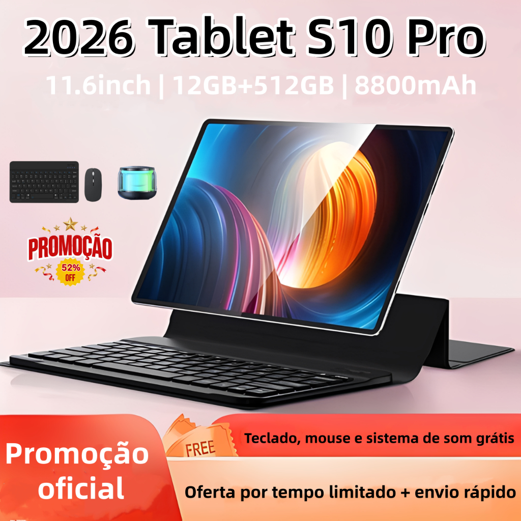 Tablet S10 Pro 11,6 polegadas, 12 GB + 512 GB, bateria de 8.800 mAh, Android, dual-SIM – promoção por tempo limitado