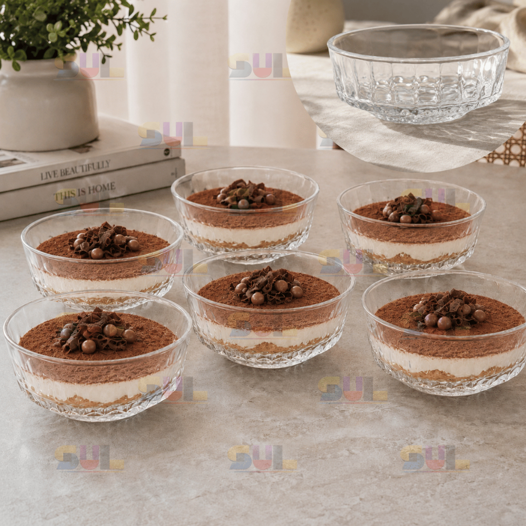 Jogo 6 Taças Sobremesa FORJADO BASE Vidro Tigela Bowl Sorvete Doces Vidro Decoração Cozinha Louça