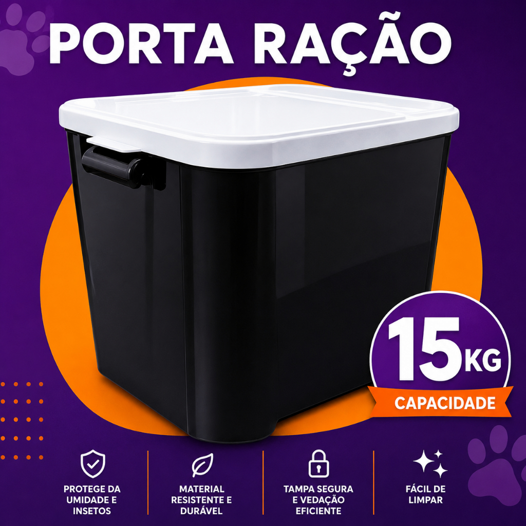 Porta Ração de 15kg Para cachorro e Gatos Pet Ultra Resistente Qualidade