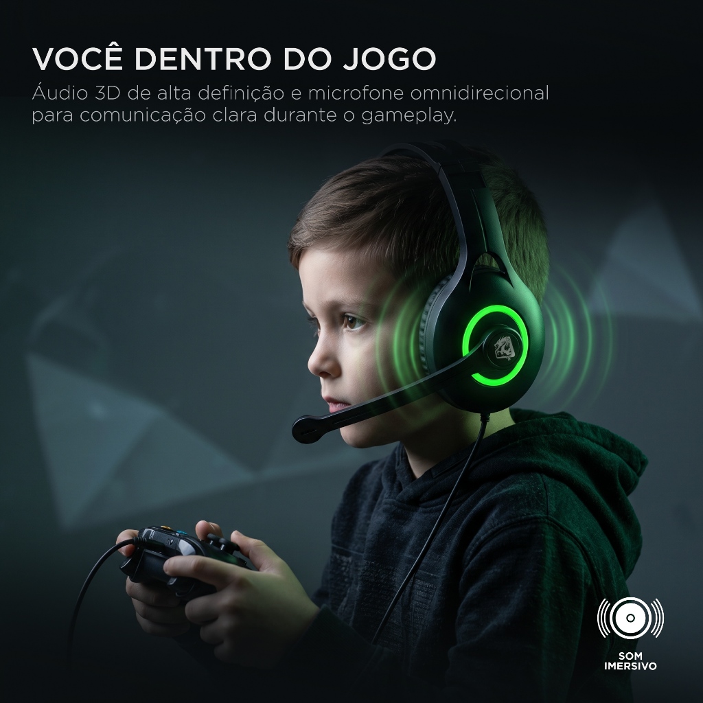 Headset Gamer Orion, Estéreo P3, Microfone Articulado, Cabo 1,8 Metros, 35W, Preto, HGOR, ELG
