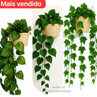 Arranjo Trançado Com 3 Trepadeiras Hera Artificial Vaso BEGE OFFWHITE