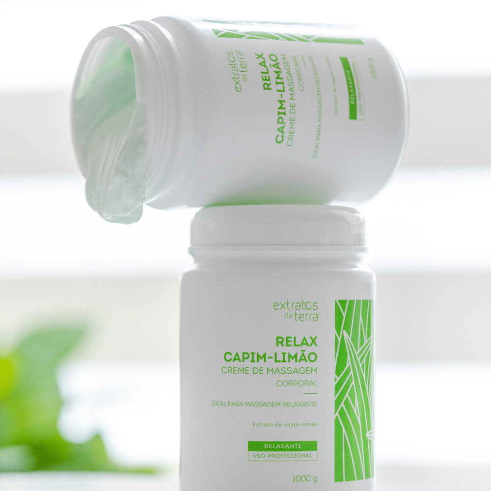 Creme de Massagem Profissional Capim Limão 1kg Deslizamento Relaxante Vegano Estética Cabine Extratos da Terra