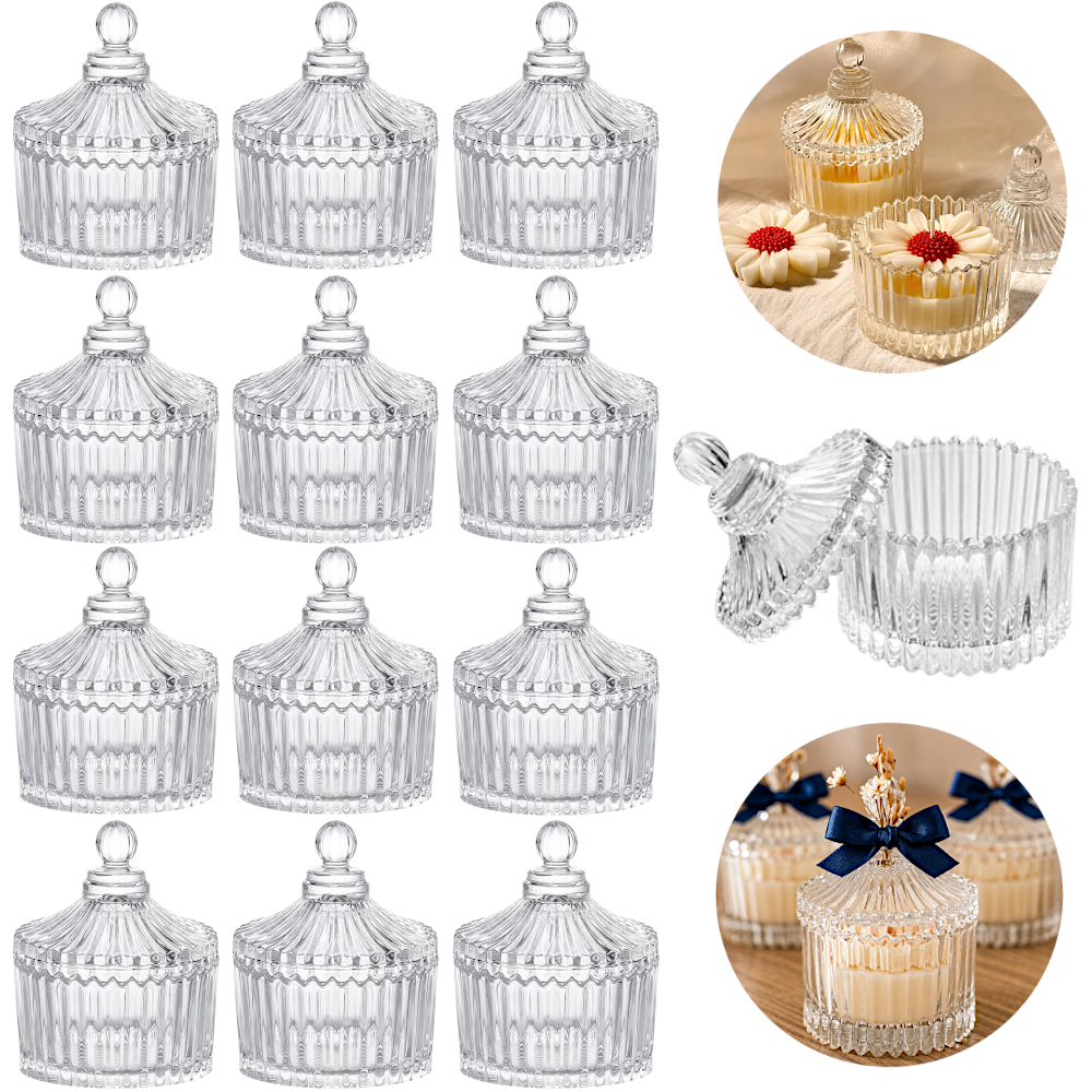Kit Mini Bomboniere Vidro Com tampa Potiche Baleiro Lembrancinha Casamento Aniversário Festa