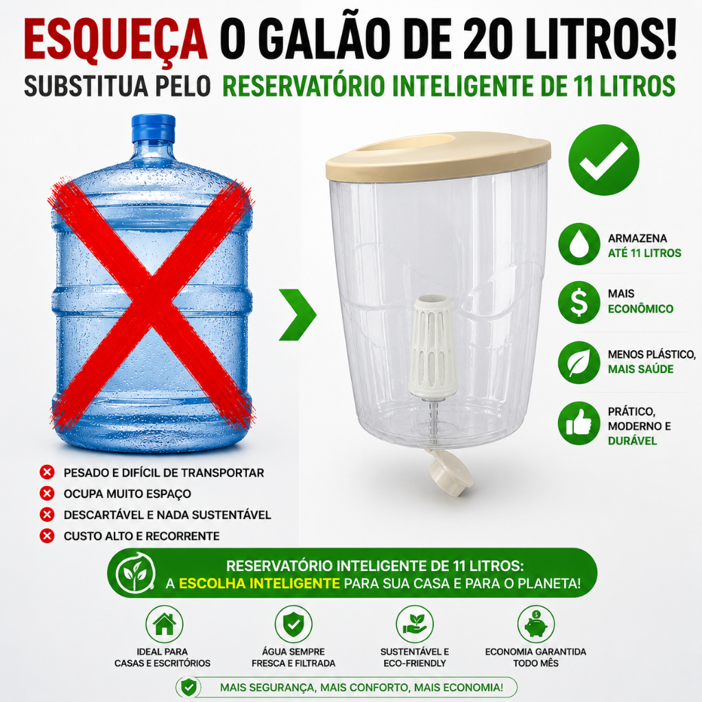 Filtrador Grande 11L Galão Reservatório Superior Para Suporte Bebedouro de Agua + Boia + Vela