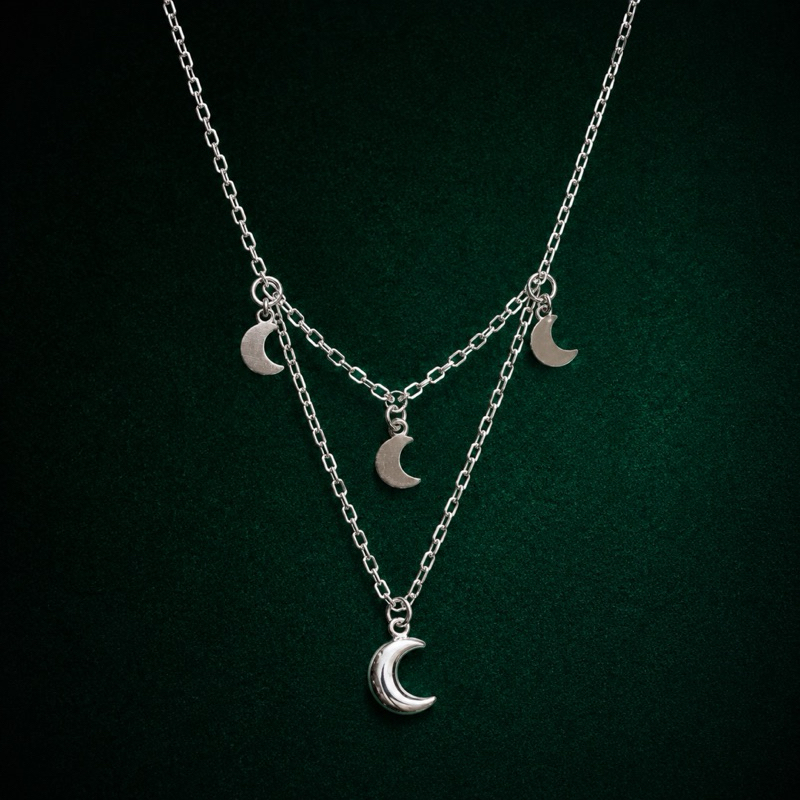Choker Prata 925 Meia Luas Cheias Feminina e Elegante