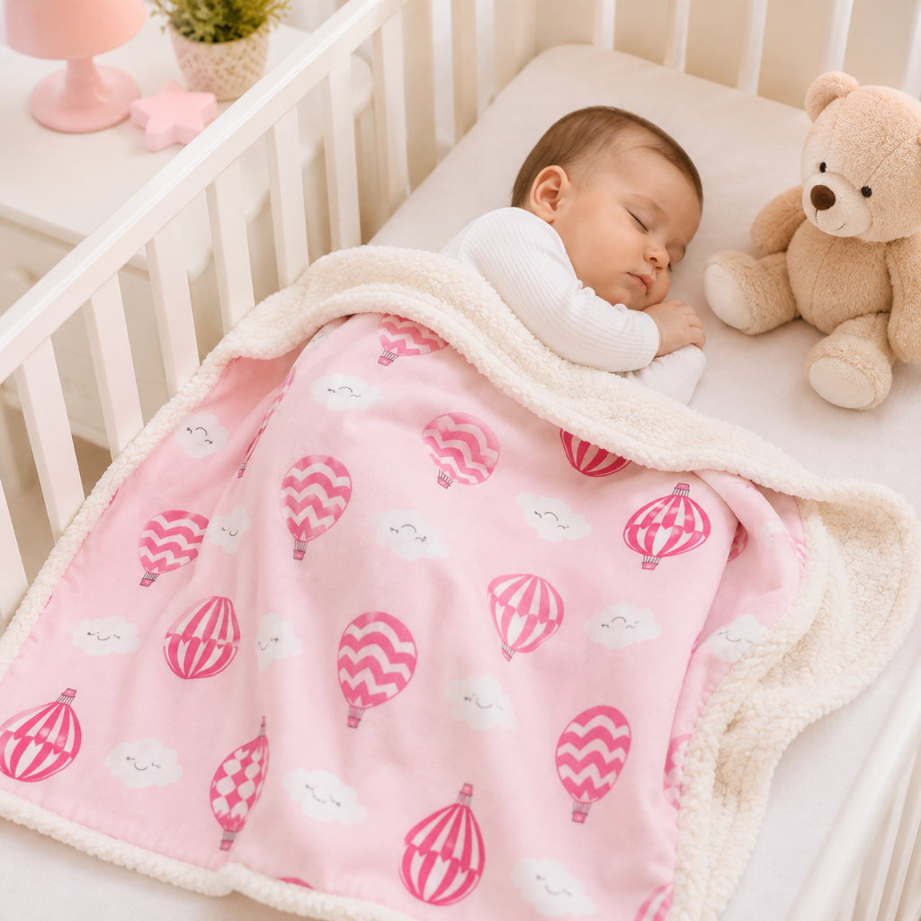 Manta Bebê Peluciada Sherpa Quentinha Cobertor Bebê Inverno