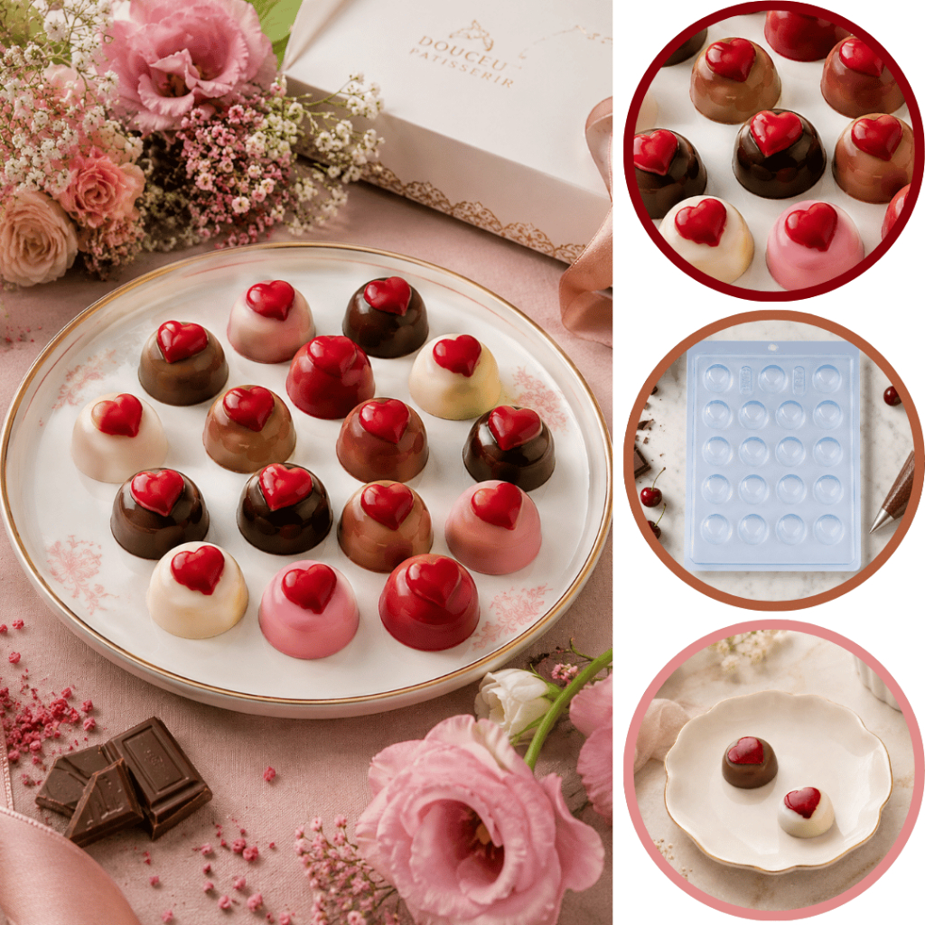 1~10 Forma Simples Bombom Coração Cereja Cód. 137 em Acetato BWB Para Bombom e Confeitaria (CHOCO)
