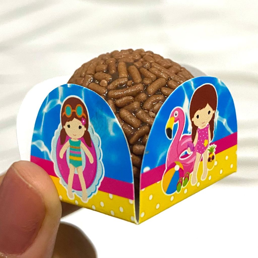 Forminha para Doces Pool Party Menina | Porta Brigadeiro e Beijinho | Personalizado Festa Infantil