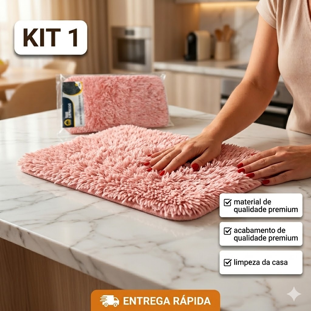 Tapete Felpudo Peludo Antiaderente 40x58cm Macio Para Sala Quarto Banheiro artigo de casa