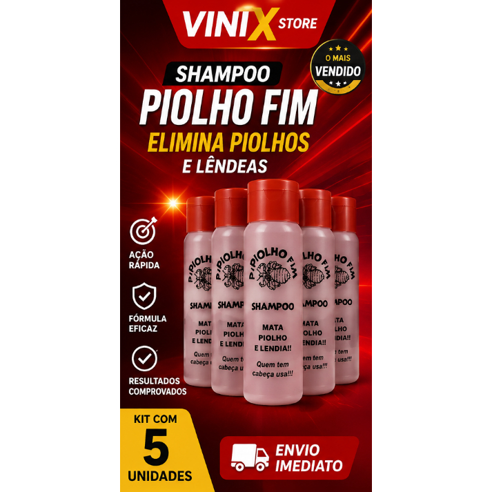 Shampoo PIOLHO FIM – 05 UNIDADES 🏆 Produto mais vendido!