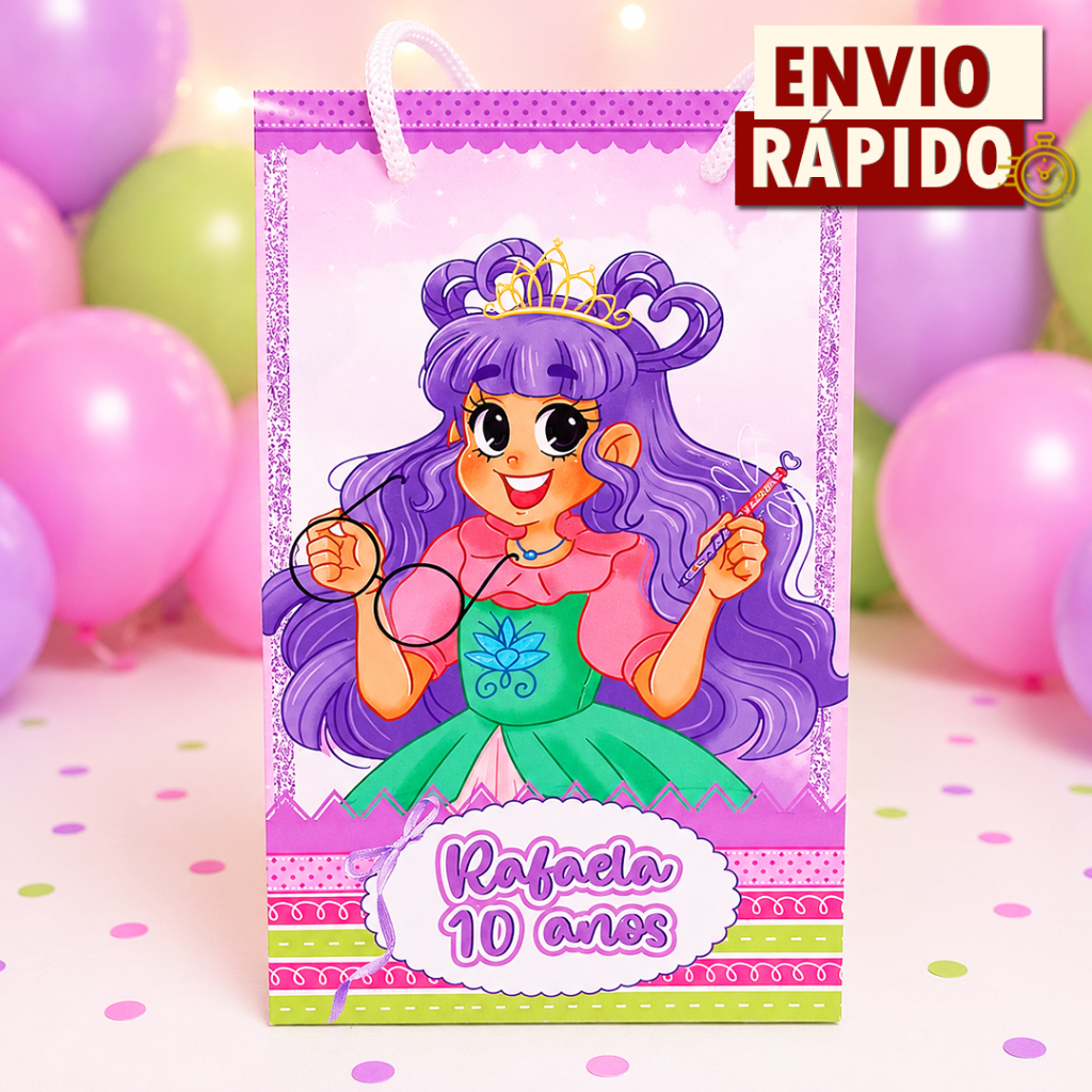 Sacolinha Personalizada P - Princesa Desastrada - PEGUE E MONTE - Lembrancinha Festa Aniversário